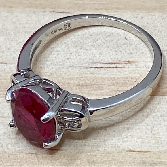 Gorgeous sparkly China GR sighed pink crystal rhinestone silver tone ring size 8 - Picture 2 of 3